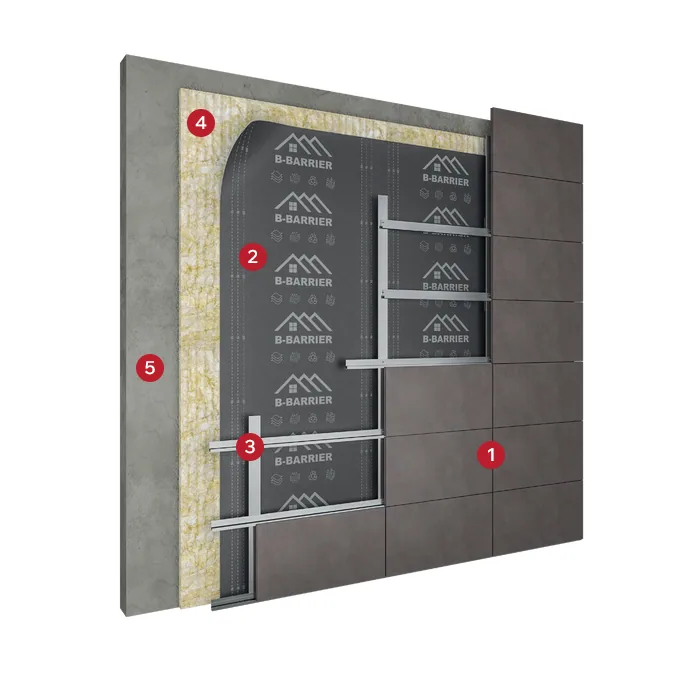 BBarrier GOLD facade membrane application diagram - illustration: Bilnur / BBarrier